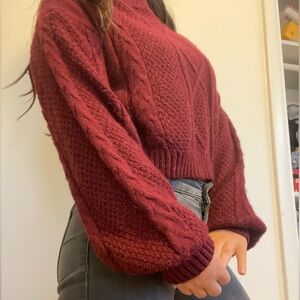 Dark red sweater that’s very nice and warm!